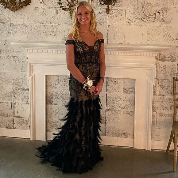 Dresses | Black Feather Prom Dress | Poshmark Dresses | Black Feather Prom Dress | Poshmark